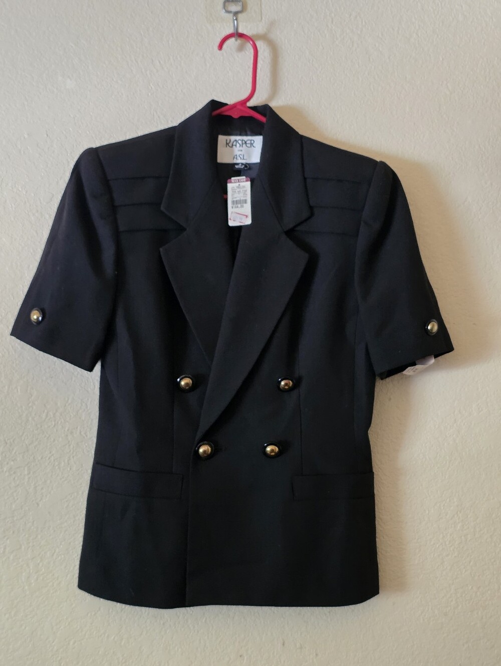 Kasper Double-Breasted Short Sleeve Blazer - Black Size 4
